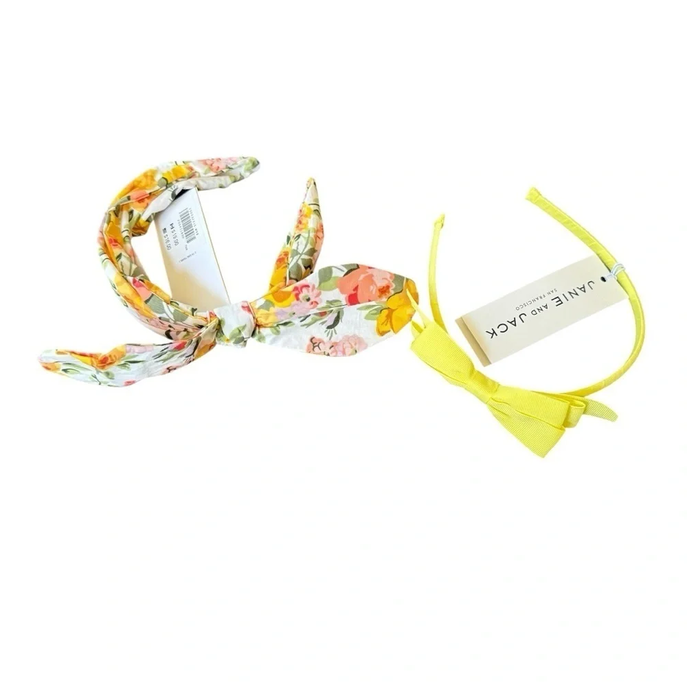 Janie and Jack Headband Set of 2 Bundle Floral Yellow Baby Girl NWT